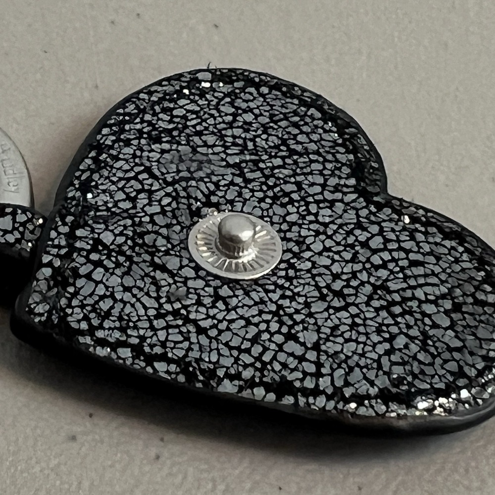 Vera Bradley Black Glitter Heart Keychain 2" with Snap - Picture 8 of 10